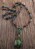 Boho Necklace, RH Agated Crystal Blue Oval Natural Stone